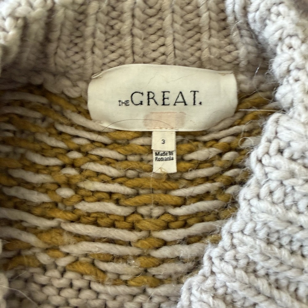 The Great. Sweater 3/L The Folk Pullover Earth Tan Yellow Wool Alpaca Fair Isle - Picture 5 of 10